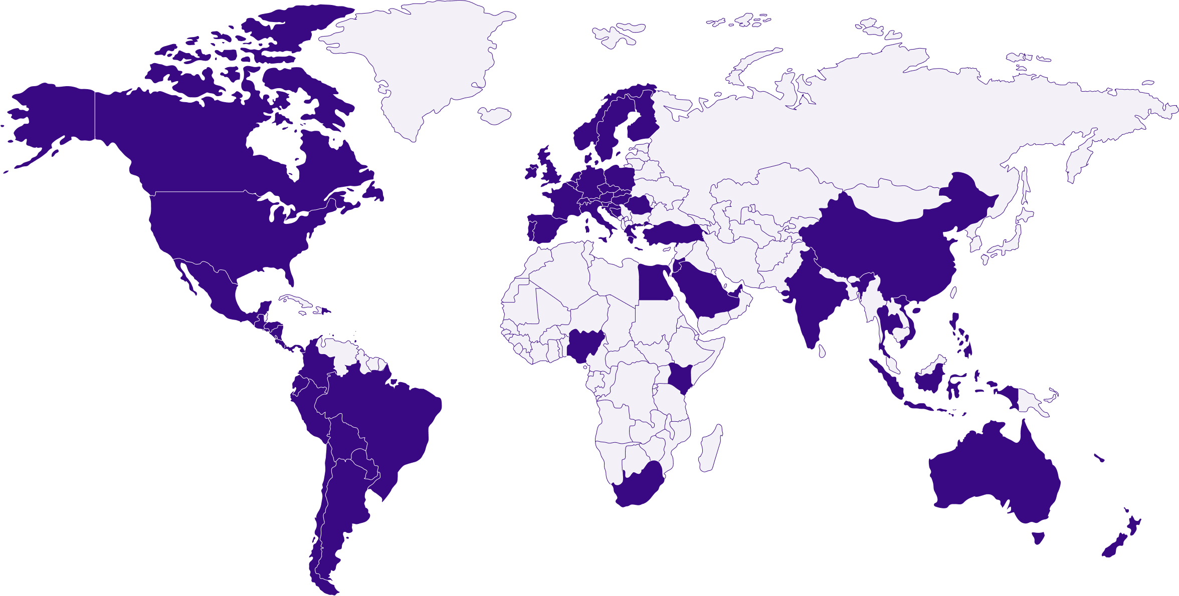 Map of the world showing Captivate's global reach